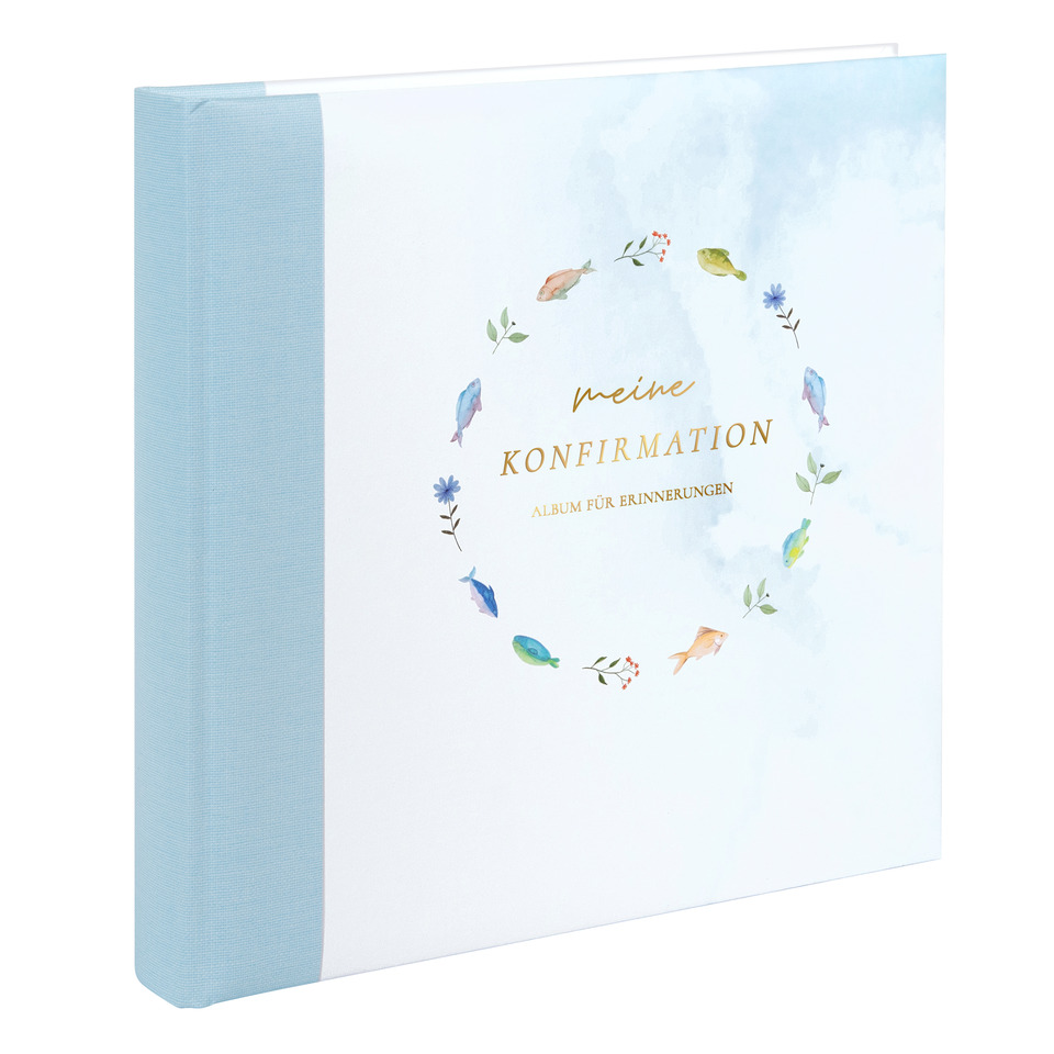 Hochzeitsalbum, Fotoalbum, Kartenalbum, Wasserfarben-Design, Rückseite blau