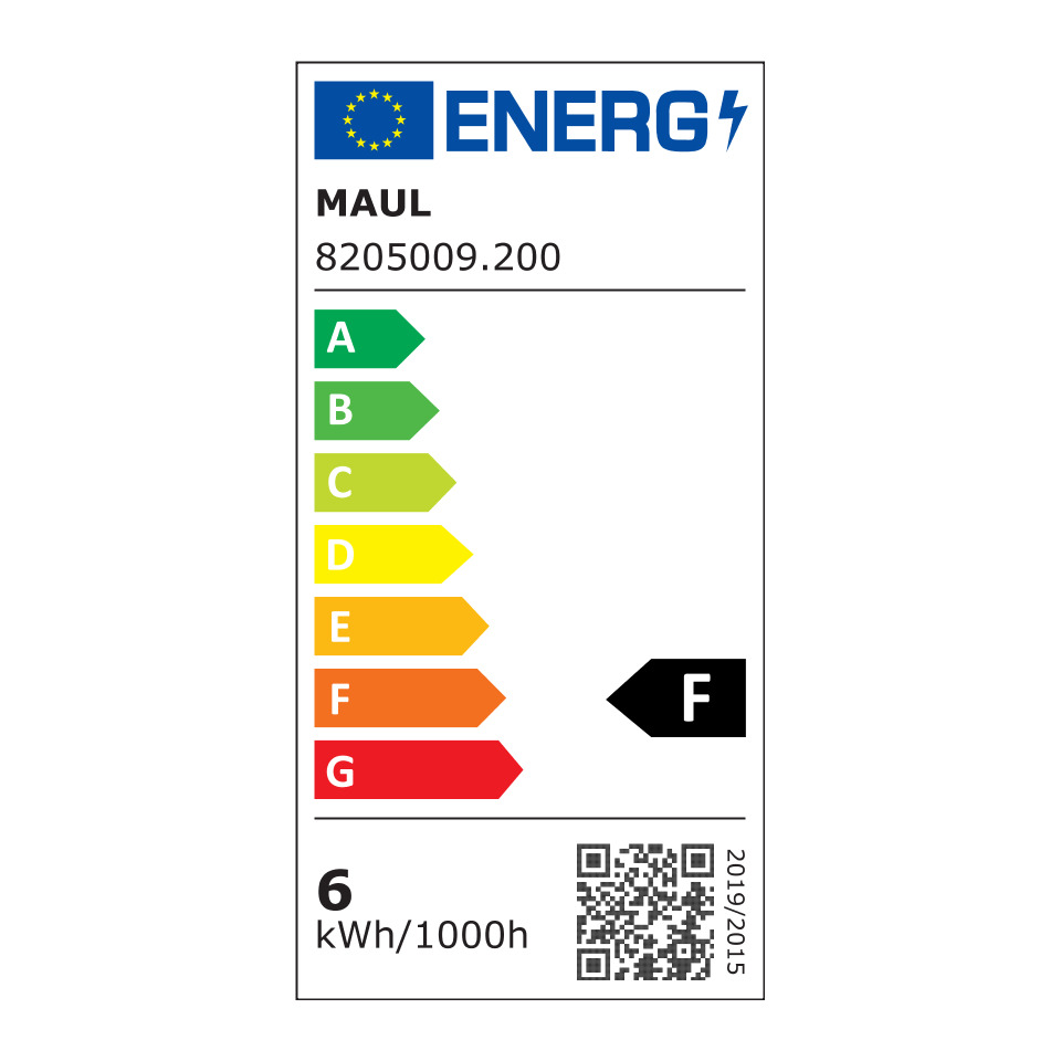 energieetikett, kWh/1000h, bewertung F, grün bis rot skala, maul