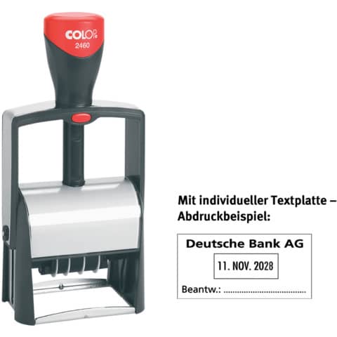 Selbstfärbestempel mit Platte, Datum + 7 Zeilen   individuell COLOP 2460P