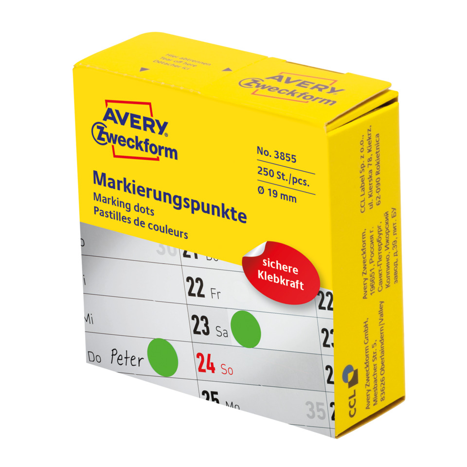 Markierungspunkte, Klebekraft, Markierung, Pastilles, Kalendermotiv