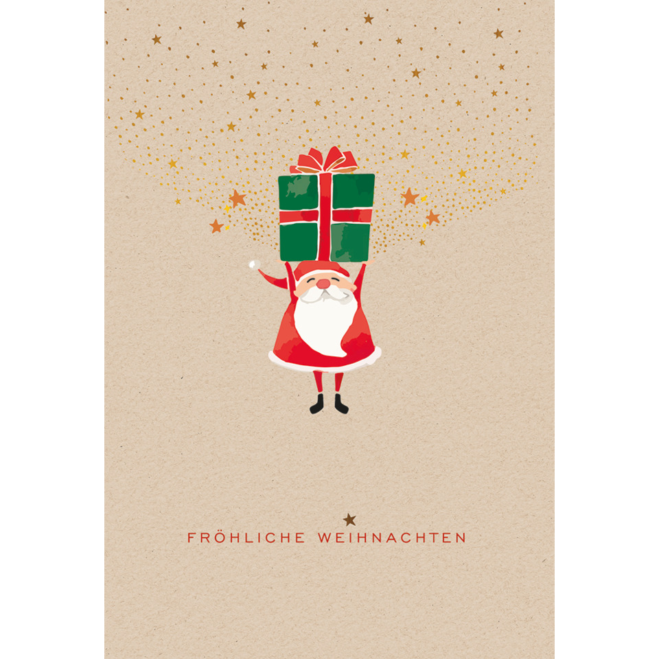 weihnachtskarte, Santa, Geschenk, Kinderkarten, Grüße