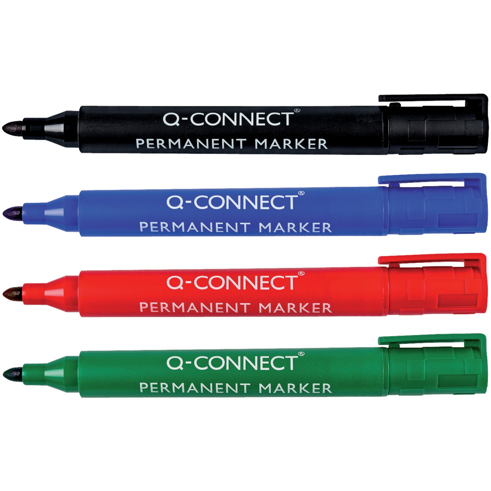 Marker, Permanentmarker, Mehrfarbig, Kunststoffspitze, Breitmarker, Permanentmarker, Markerstift, Q-Connect, Mehrfarbig, Spitzenspitzstift