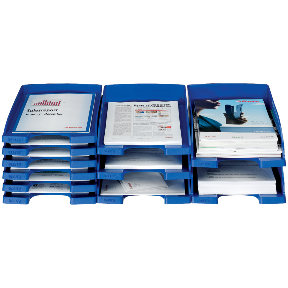 Aktenablage, Ablagefach, Ordnerablage, Dokumentenbox, Blaue Ablageschale