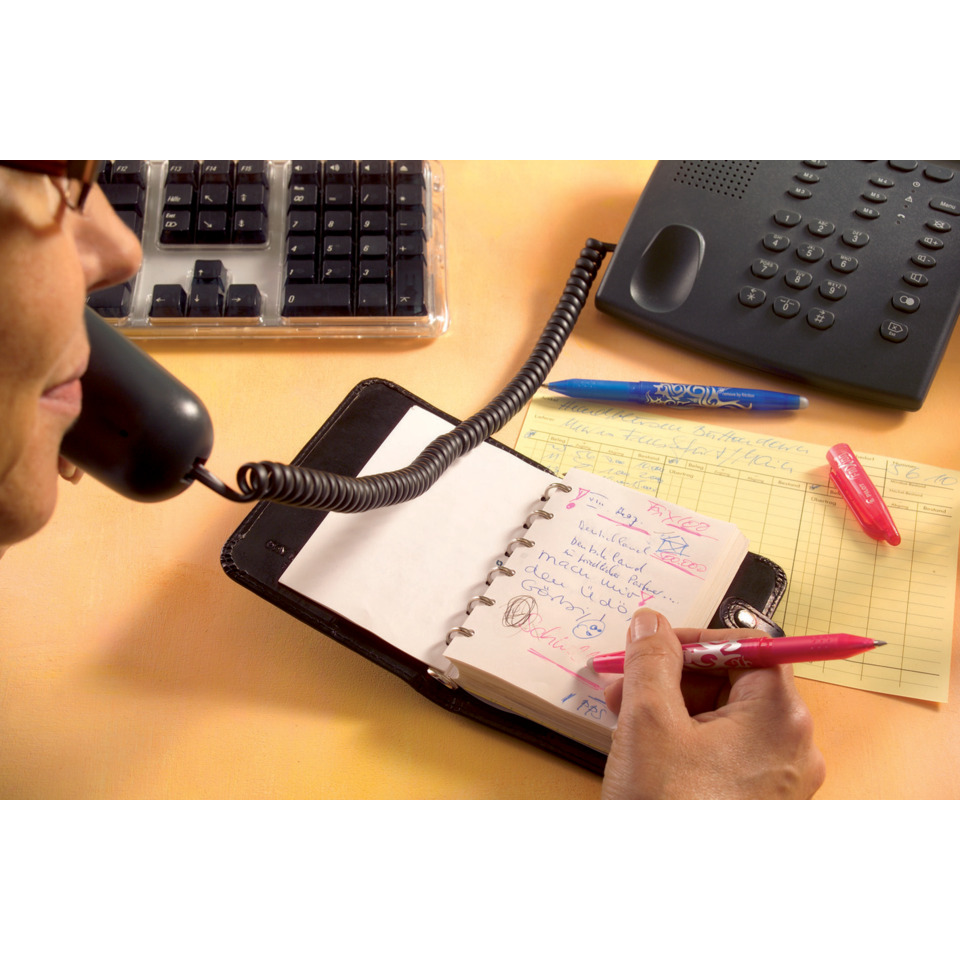 Telefonhörer, Schreibtisch, Notizblock, Notizbuch, Kugelschreiber