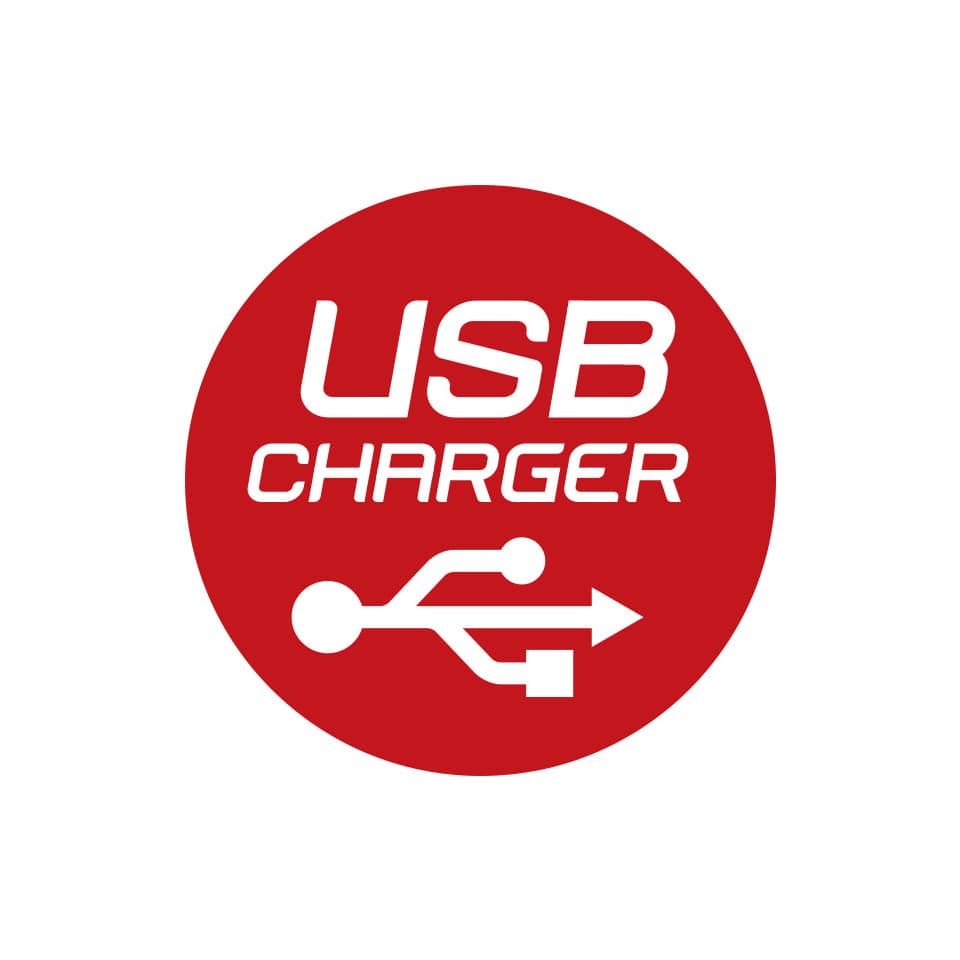 usb-ladegerät, logo, roter kreis, kabelsymbol, aufladegerät