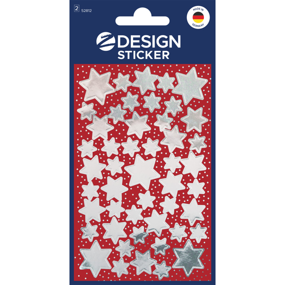 Weihnachtssticker Sterne, Größen sortiert, 96 Stück, silber AVERY ZWECKFORM 52812