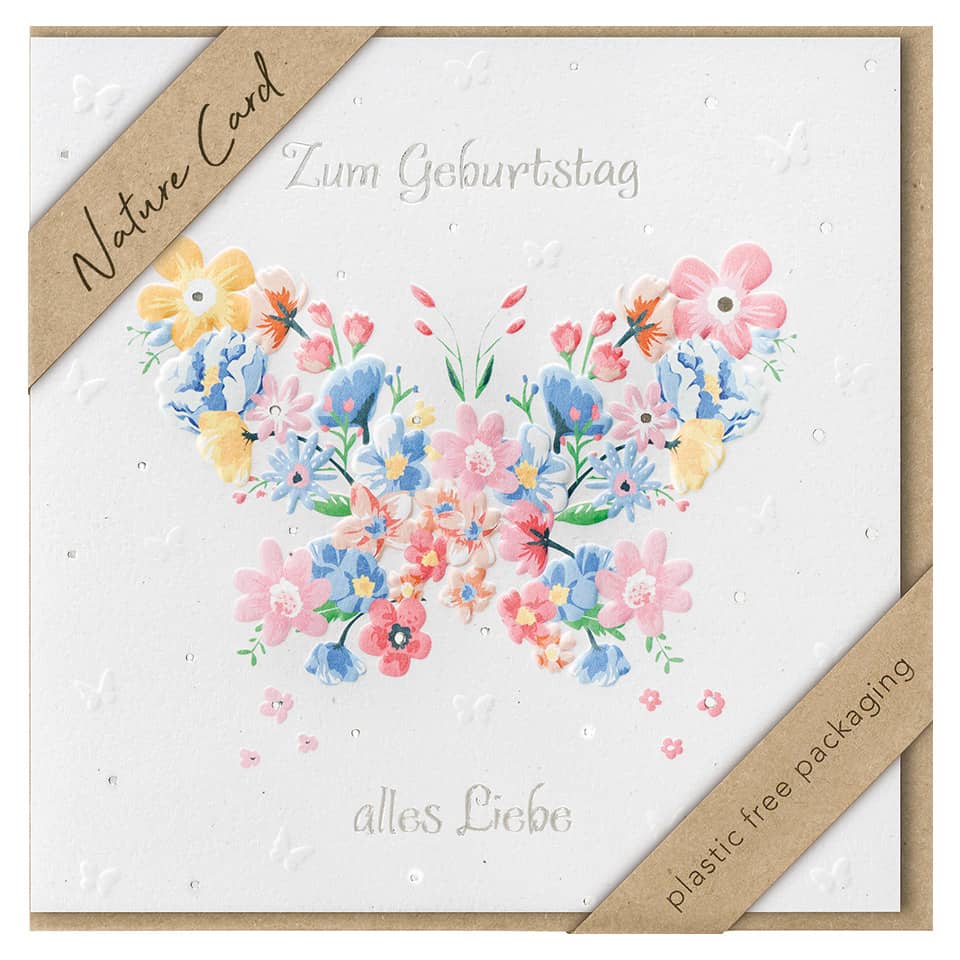 karte, blumen, herz, geburtstag, naturkarton