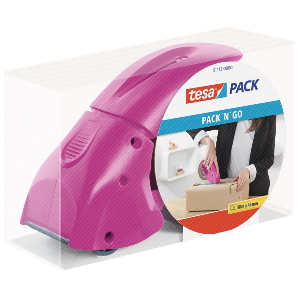 Tape dispenser, Pink, Pack 'N' Go, Boxing?, Packaging tape, Klebeband-Abroller, Pack'n'Go, Paketklebeband, Kunststoff-Abroller, Pinker Tape