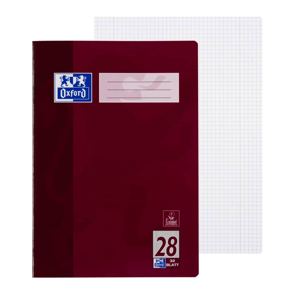 Notizbuch, Kladde, Oxford, Liniert, Maroon