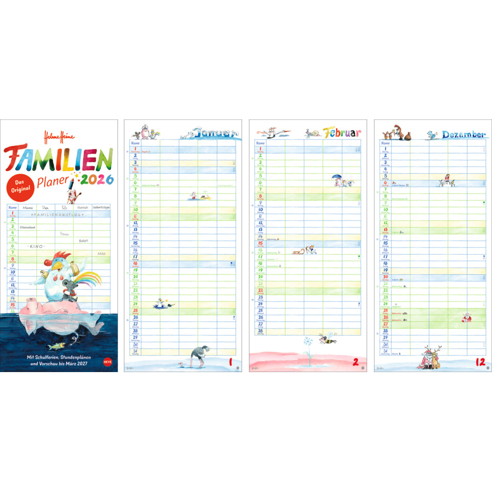Familienplaner, Kalender, Jahresplaner, Kinderkalender, Illustrationen