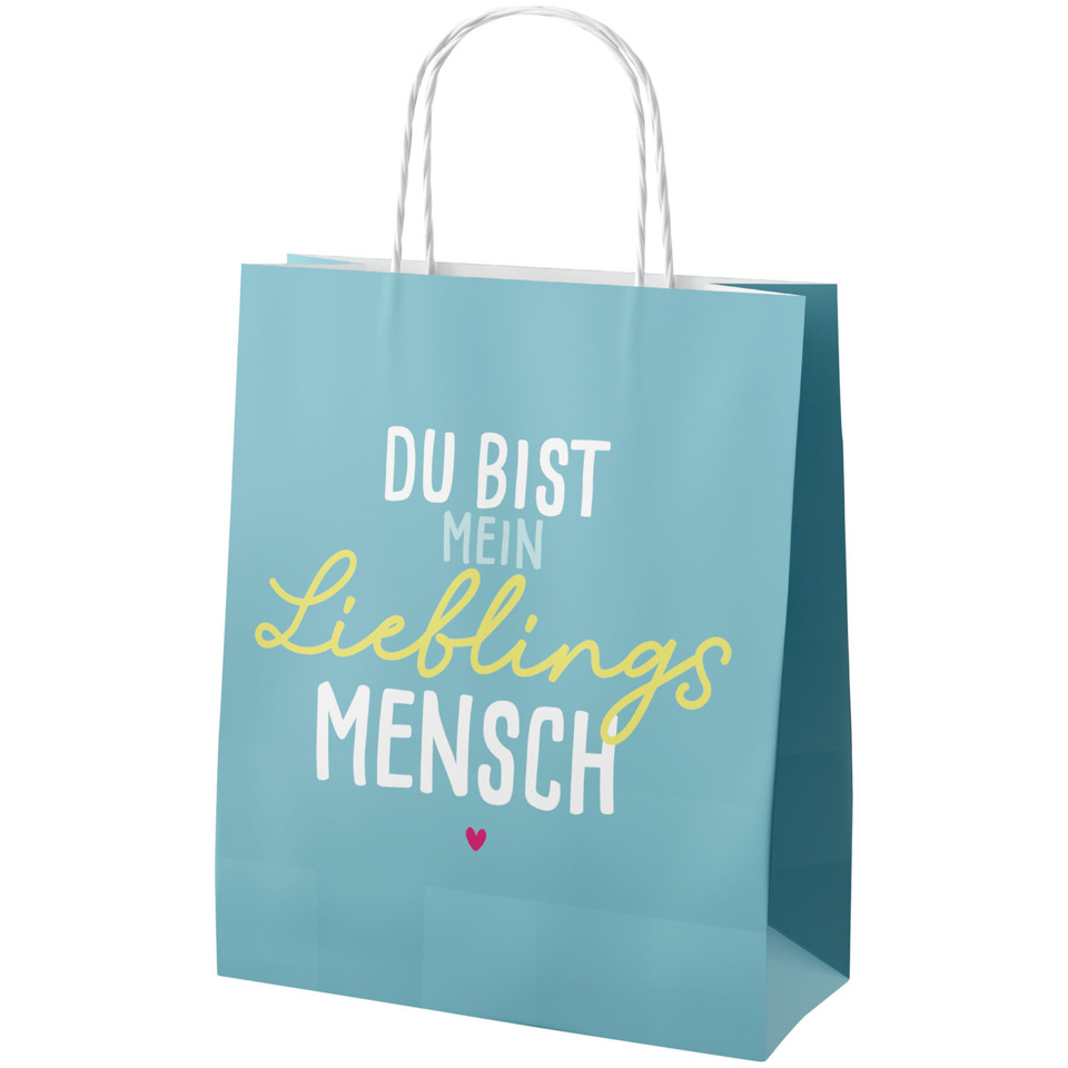 Tasche, Beutel, Papiertasche, Bunte Schrift, Liebenswerte Botschaft