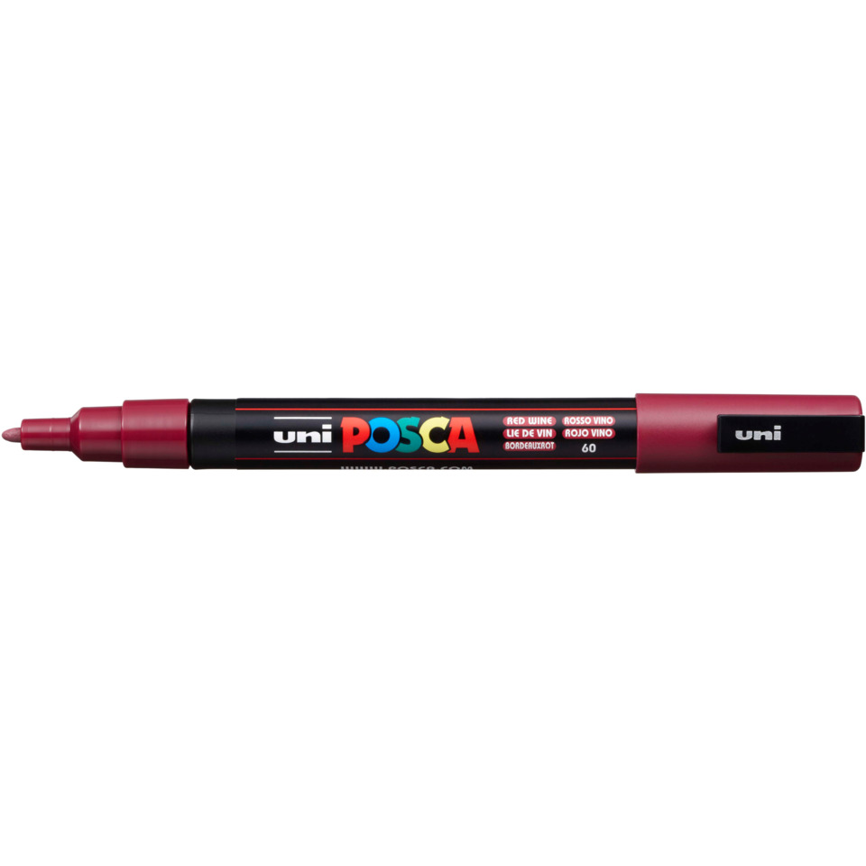 Marker, Permanent marker, Fine point, Red cap, Dual-tone body