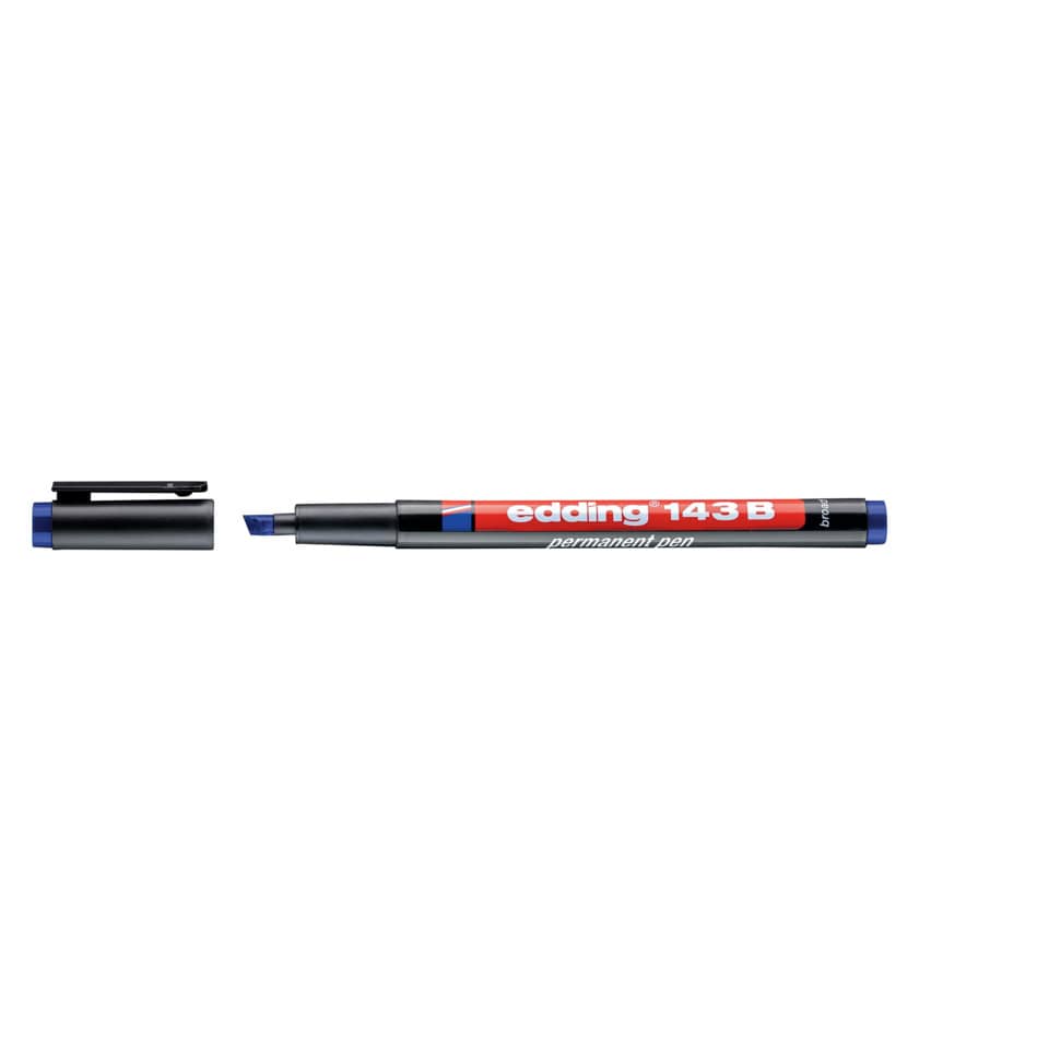 Permanentstift, Marker, Edding 143 B, Blau Spitze, Drehkappe