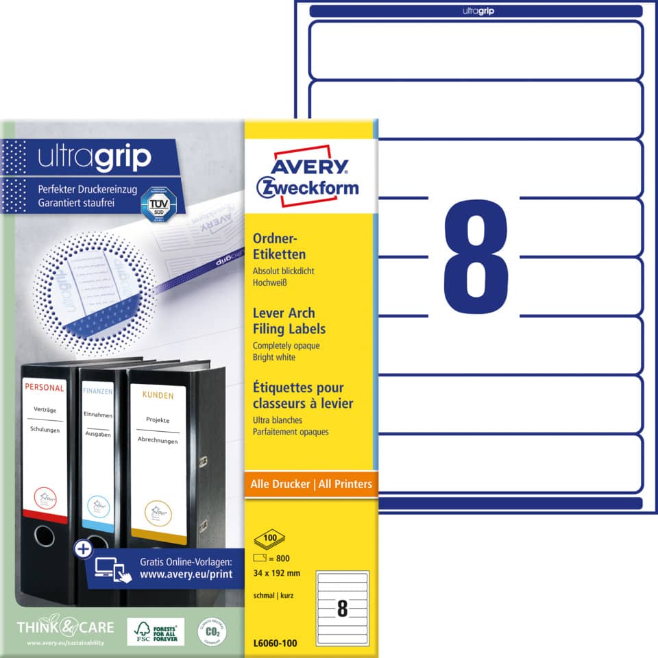 Ordneretiketten, Etiketten-Pack, Bürobedarf, Füllhöhe 8, Leiterarch-Filing Labels
