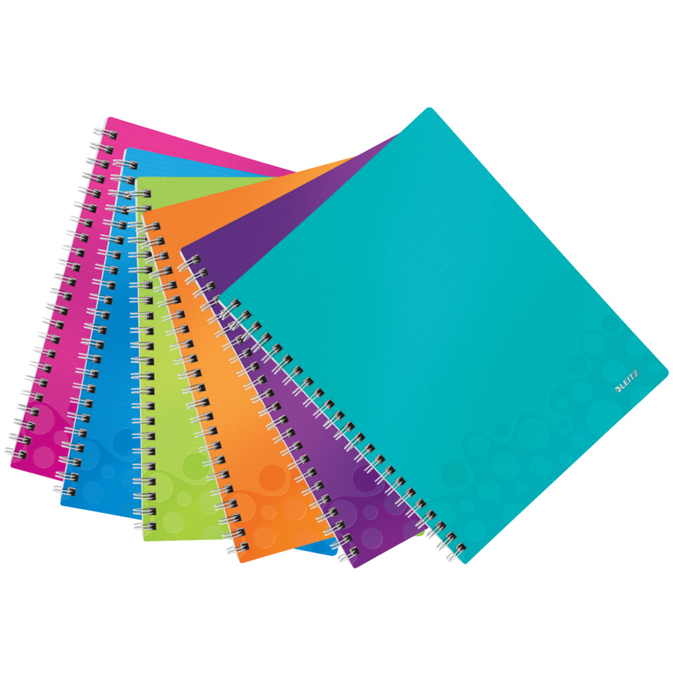 Spiralheft, Notizbuch, bunte Farben, Schreibblock, Linierte Seiten, Notizbuch, Spiralblock, Kunststoffdeckel, bunte Seiten, Bleistiftlochung