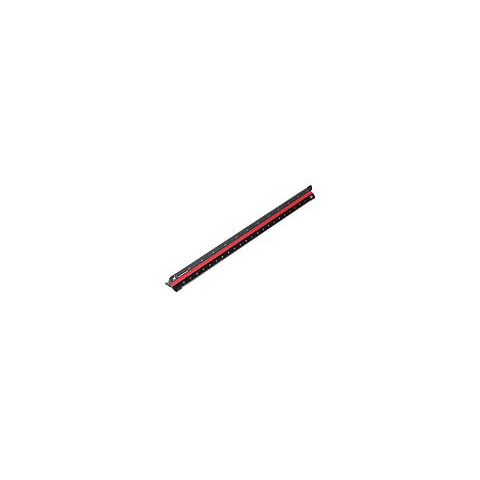 Dreikantmaßstab, schwarzer Kunststoff, 2 farbige Hohlkehlen, 30 cm, Teilung architect 1 RUMOLD 154/1/30