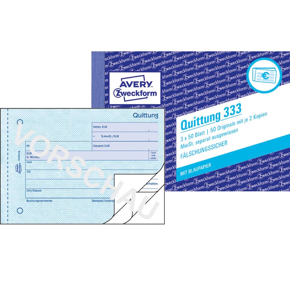 Quittung, Kassenbeleg, Blatt, Kopie, Zweckform