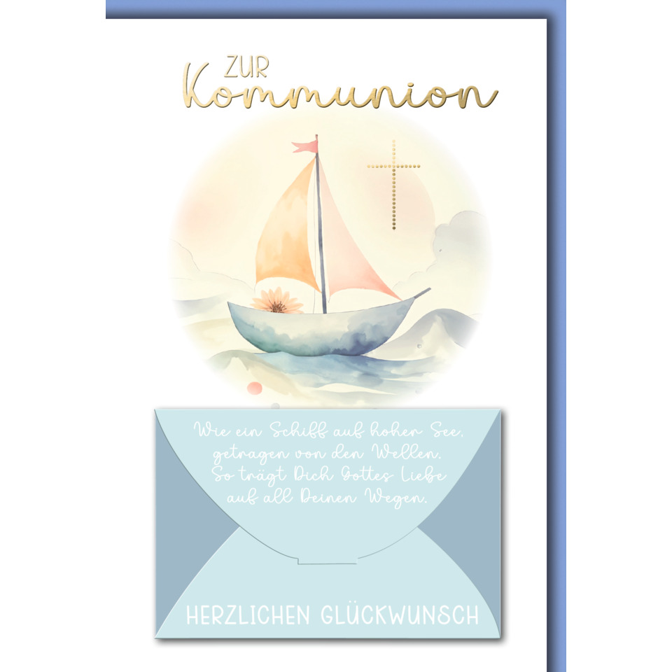 Karte, Kommunion, Kleines Boot, Schiff, Kommunionskarte