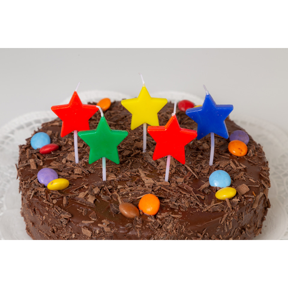 Torte, Schokoladenglasur, Streusel, Kandierte Früchte, Sterne