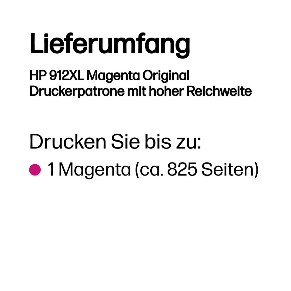 Druckerpatrone, Magenta, HP 912XL, Original, Druckerpatrone Magenta