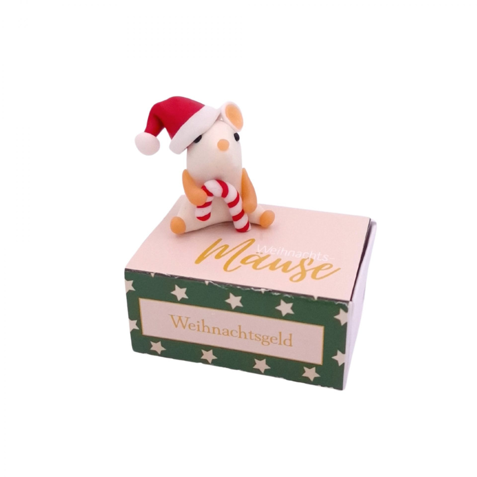 Weihnachtsfigur, Weihnachtsmann, Kleiner Hund, Schmuckfigur, Geschenkbox