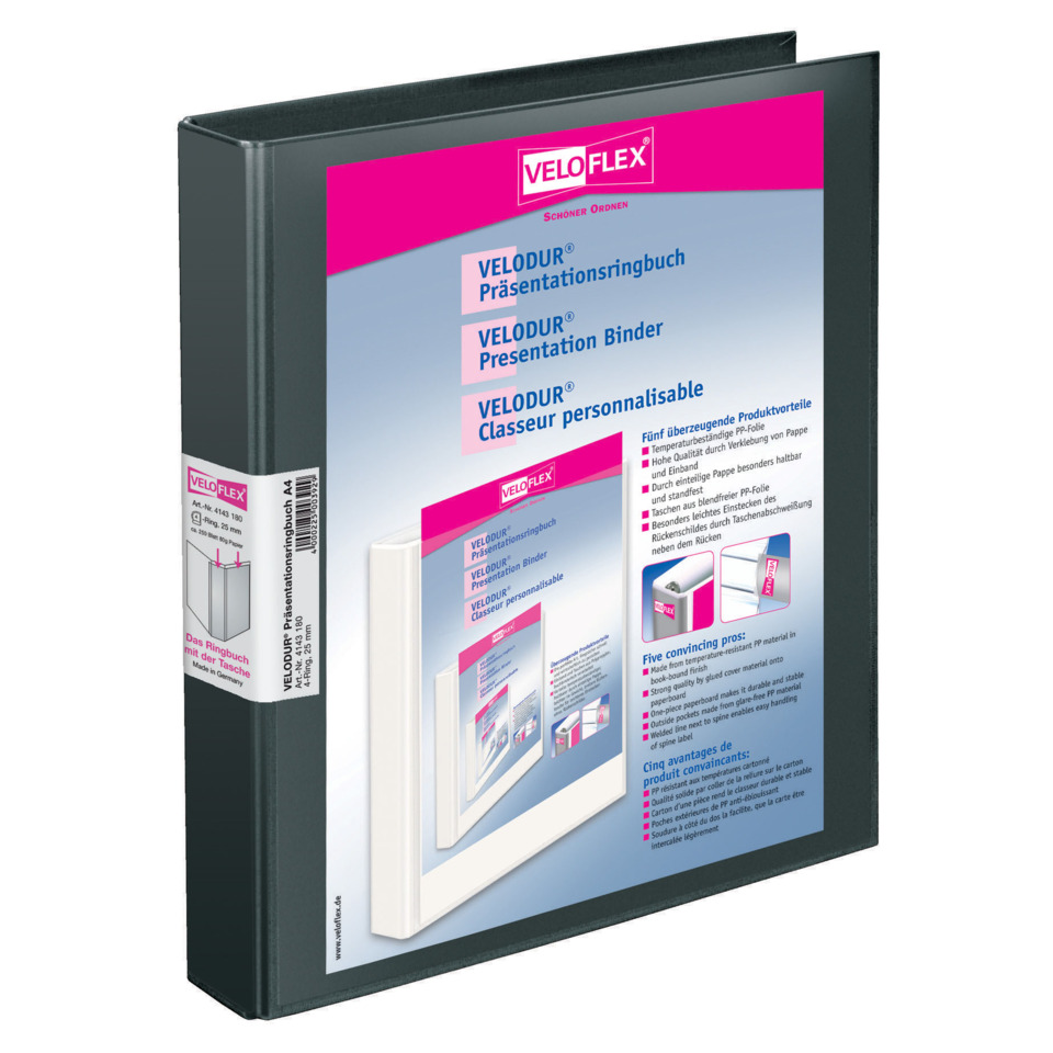 Präsentationsordner, Binder, Kunststoff, Spiral-/Ringordner, Farbband pink