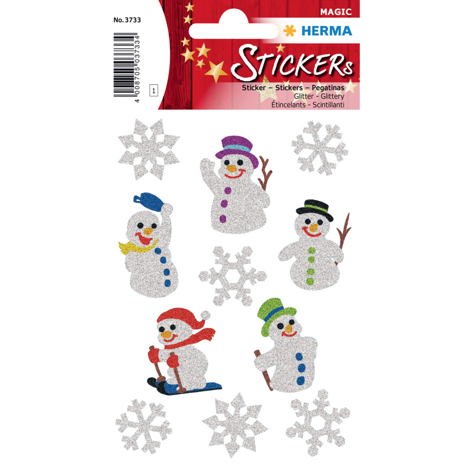 Schneemann, Glitzer, Sticker, Schneeflocke, Winter