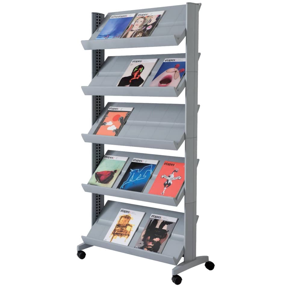 Magazine rack, Mobiles Regal, Zeitschriftenständer, rollbar, Außenmaße tragbar