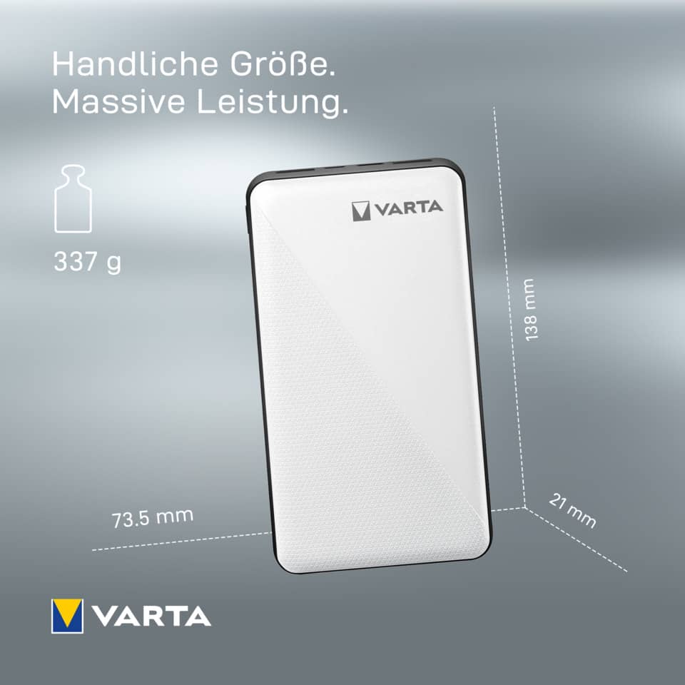 Powerbank, Weiß, Textur, Varta, Tragbares Ladegerät