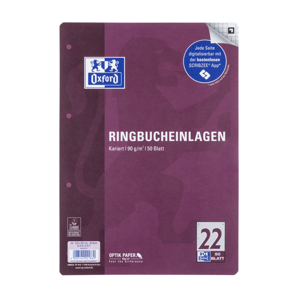 Ringbucheinlagen, Karte
riert?, Papier, Karton?, Oxford?