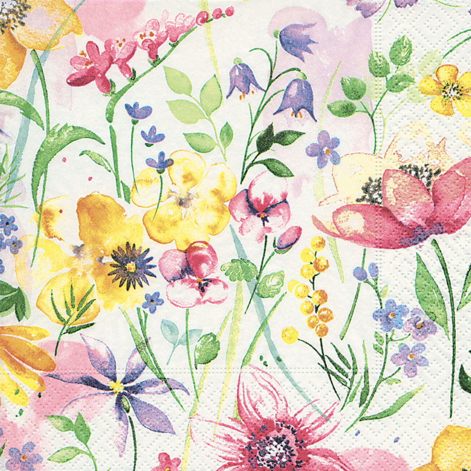 Blumenmuster, Floralprint, Papierserviette, Bunt, Blüten