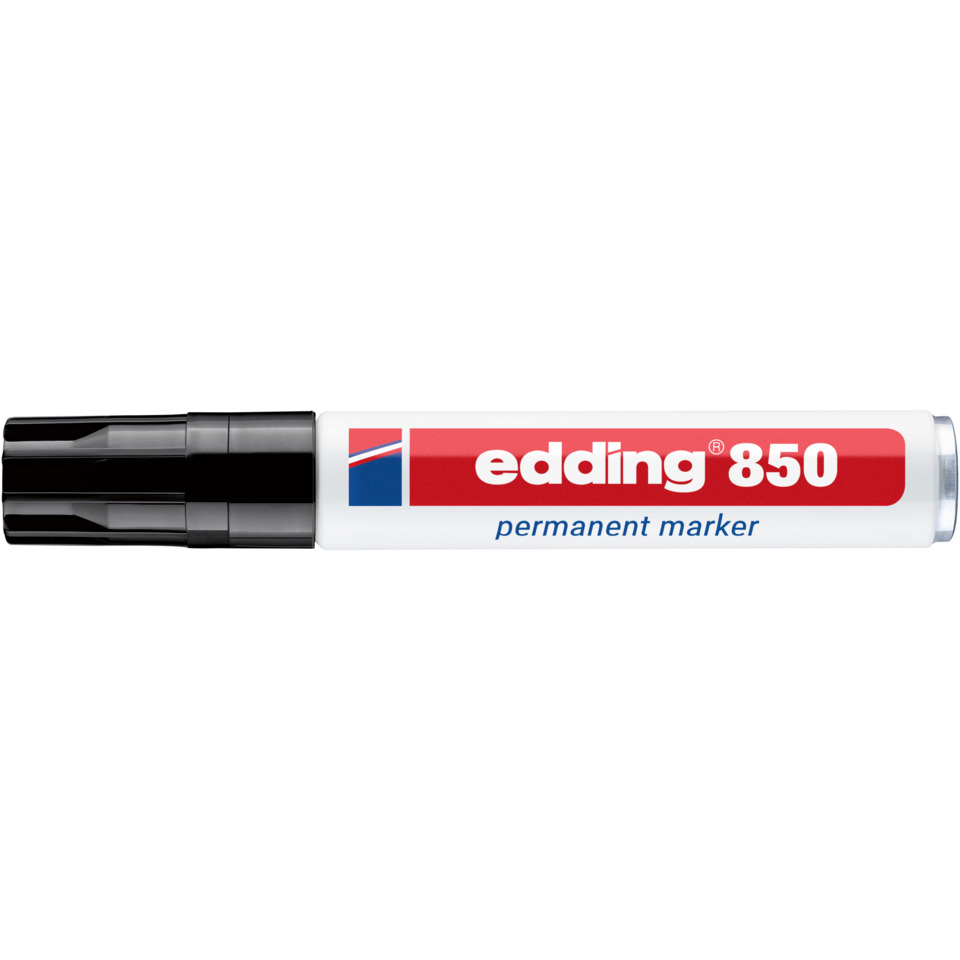 Permanentmarker, Marker, Edding 850, weiße Hülle, schwarke Kappe