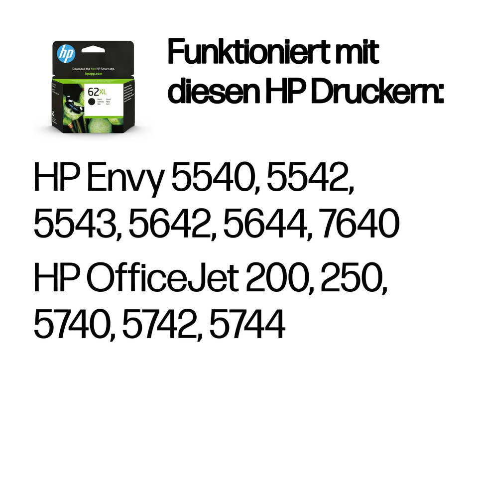 Tintenpatronen, HP Tintenpatronen, 62XL, Kassette, Druckerpatrone