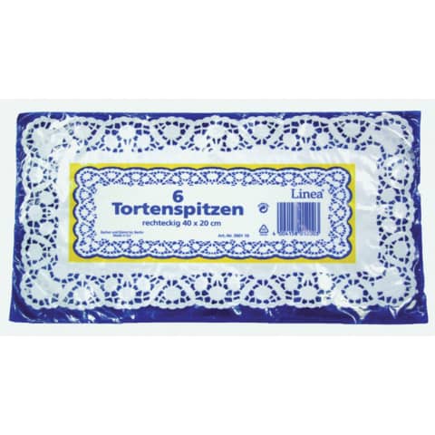 Tortenspitze Blüte rechteckig, 40 x 20 cm, 6 Stück, weiß DEMMLER 3901100628