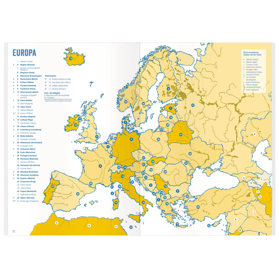 Karte, Europa, Landkarten, Gelb, Blau