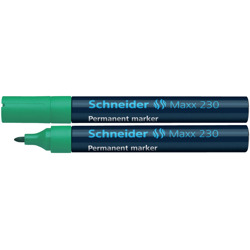 Permanent marker, Marker, Green cap, Twin marker, Schneider Maxx 230