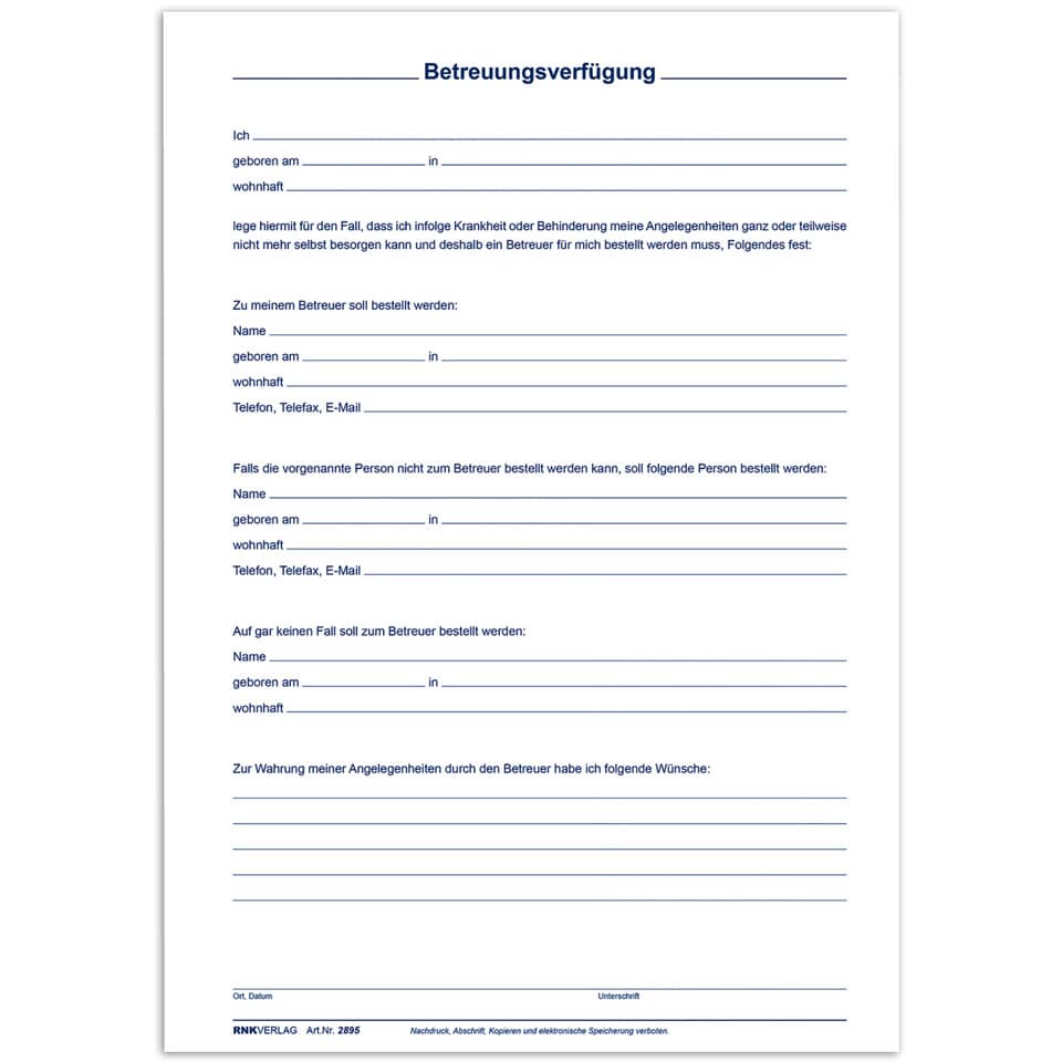 formular, betreuungsverfügung, dokument, formularblatt, unterschrift