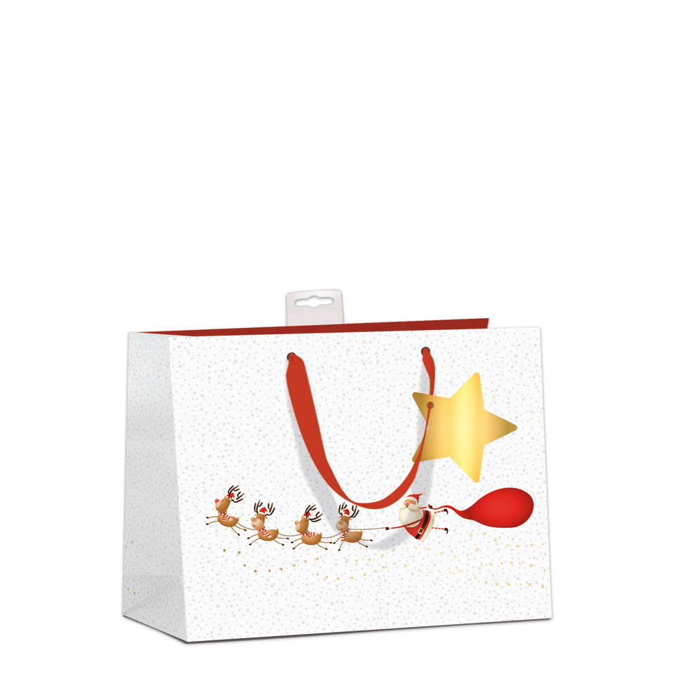 Geschenktüte, Weihnachtsmotiv, Rentiere, Stern, Geschenkverpackung