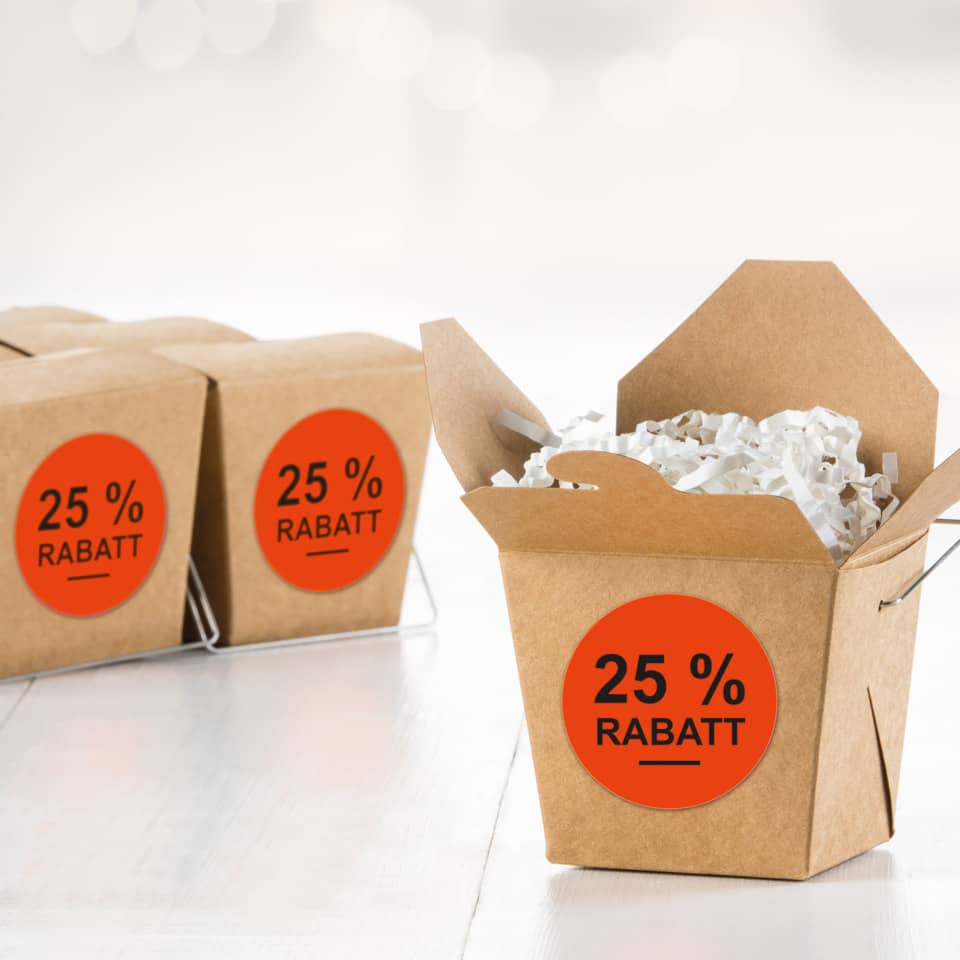 Rabatt, 25 Prozent, Rabattaktion, Verpackung, Kartonbox