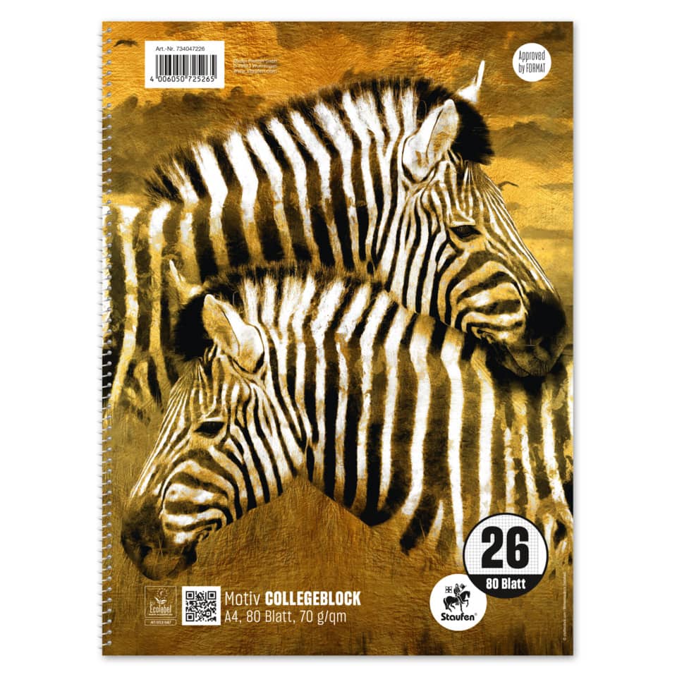 Zebra, Notizblock, Spirale, A4, 80Blatt