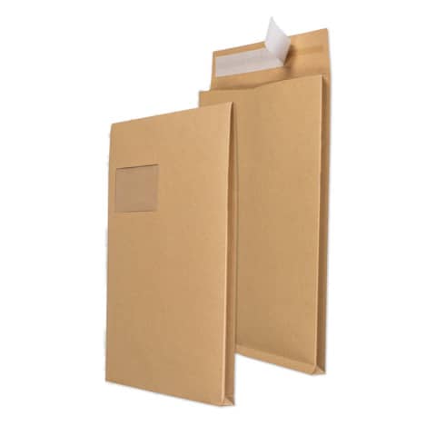 Versandtasche mit Fenster und Falte 20mm, C4, 120g/m², Haftklebend, 100 Stück, braun MAILMEDIA 30007067