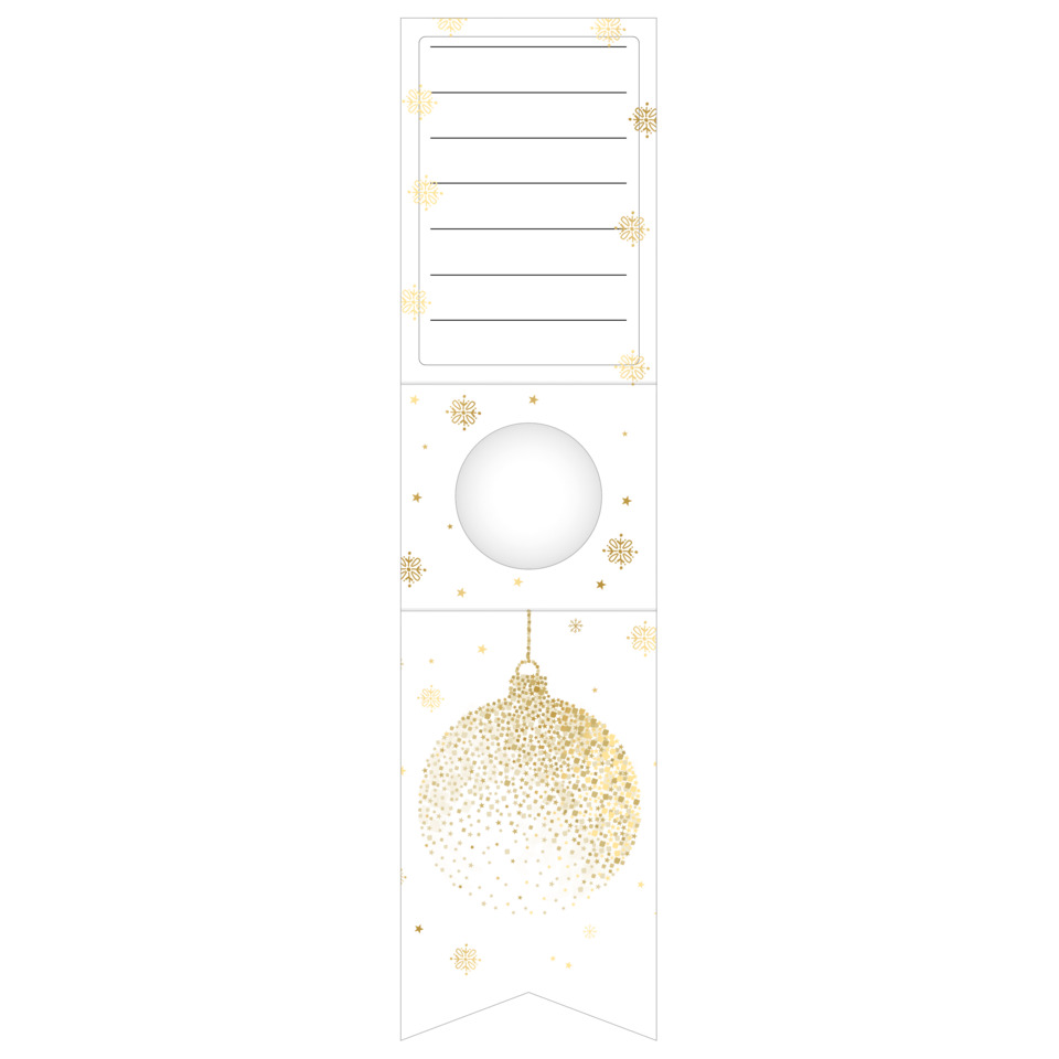 Weihnachtsband, Geschenkbanner, Goldene Kugel, Schneeflocken, Dekoration