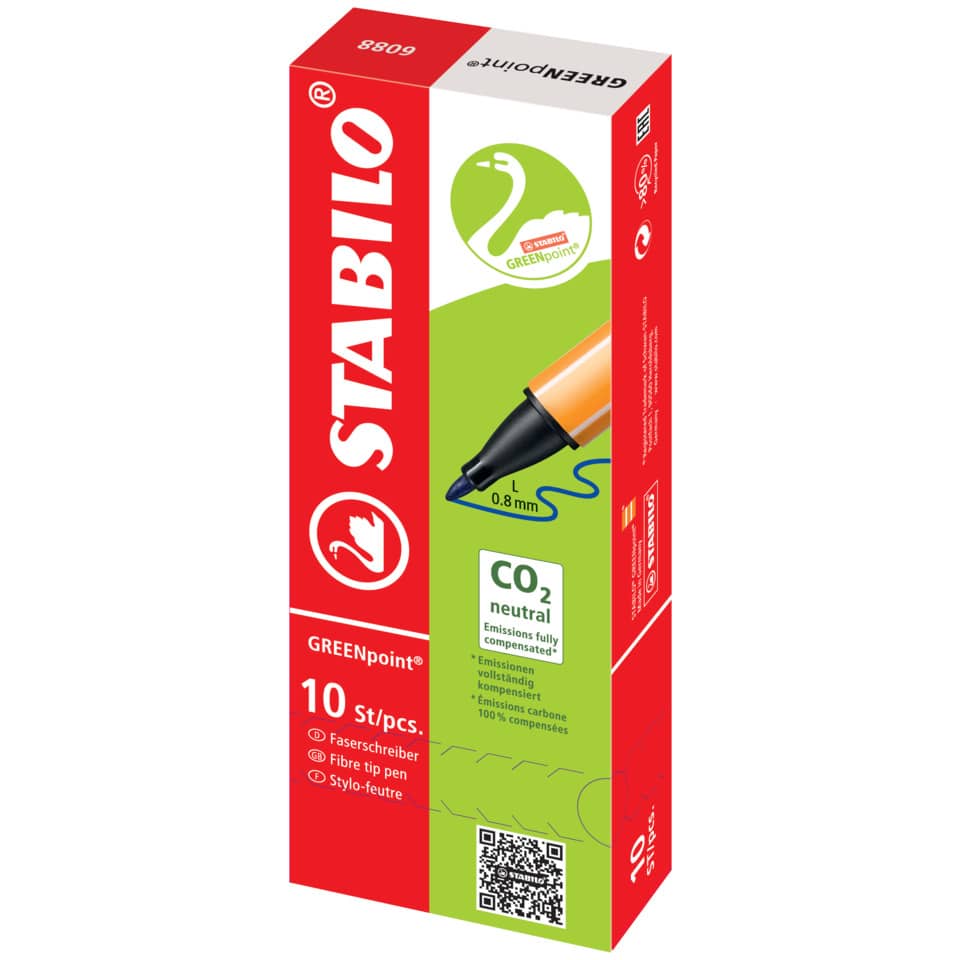 Stift, Faserstift, CO2-neutral, GreenPoint, 0.8 mm Spitze