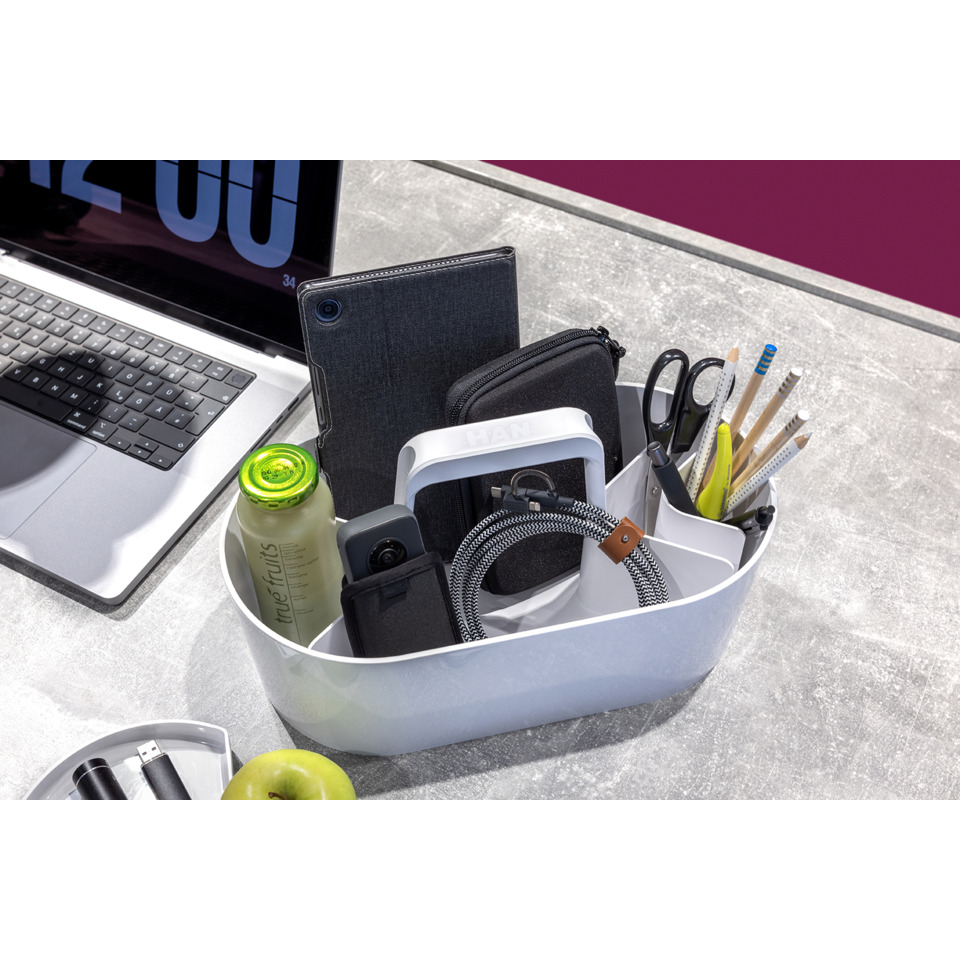Laptop, Schreibtisch-Organizer, Kabel, Notizbuch, Stiftehalter