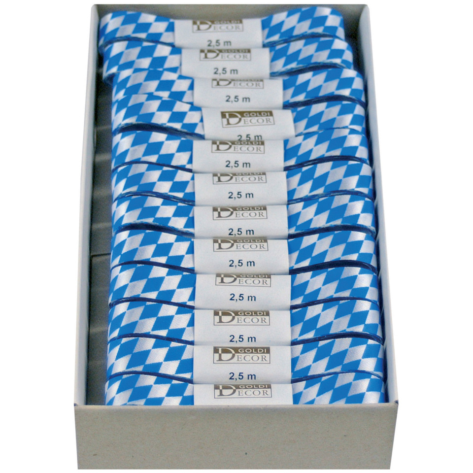 Bleistiftrollen, Dekorband, Stoffband, Deko-Gurt, Blau-weiß Muster