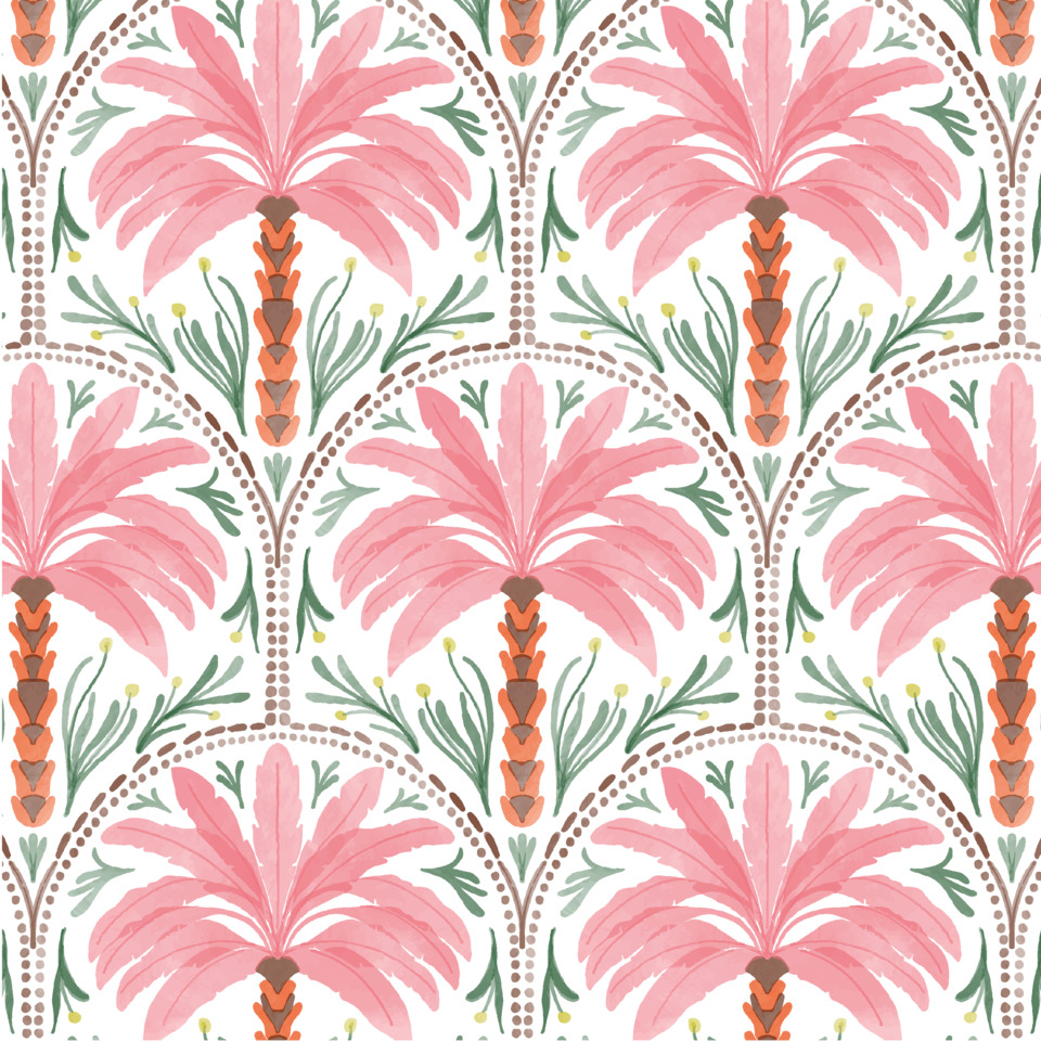 muster, blumig, palme, pink, tropisch