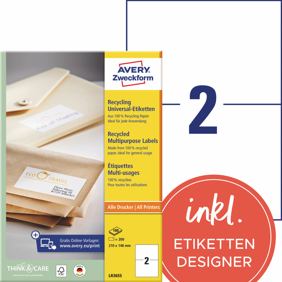 Etiketten, Recycling, Karton, Paket, Blaue Zahl 2