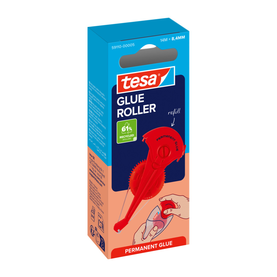 Klebstoff, Glasroller, Transparent, Permanente Klebe, Refill