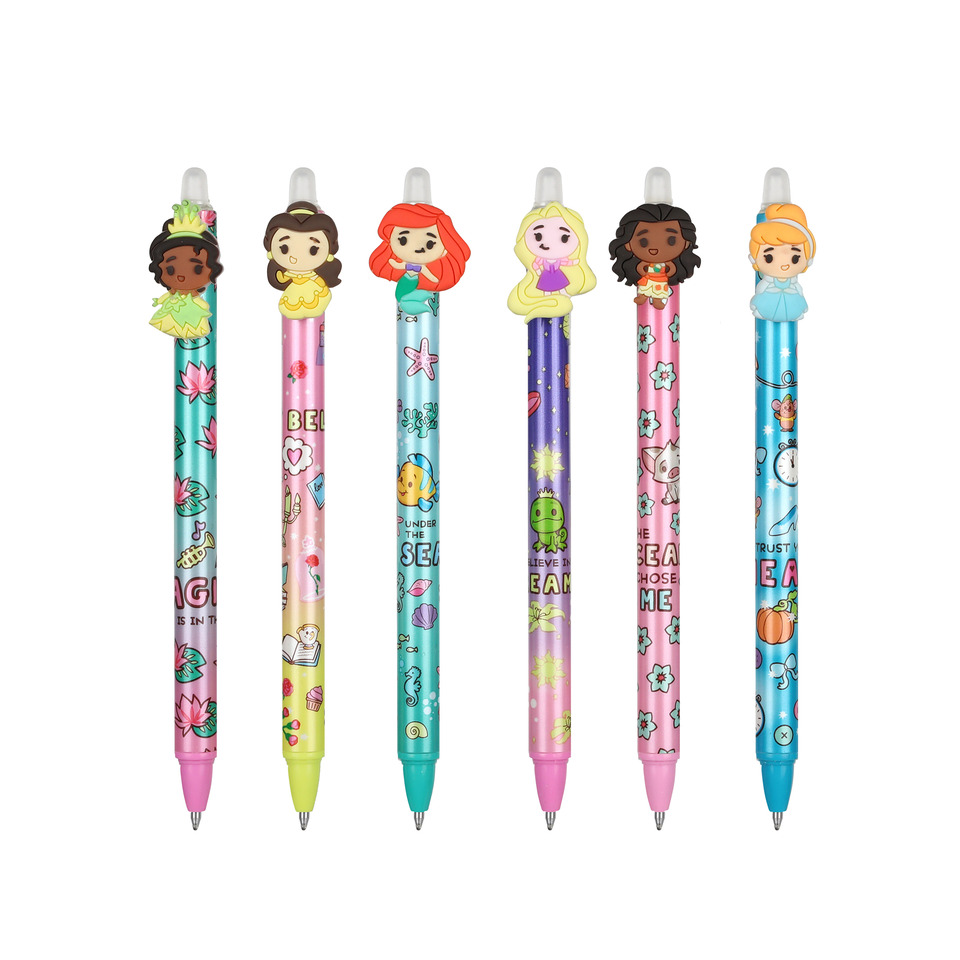 Buntstift mit Kappe, MLP-/Disney-Design?, Bleistift mit Radiergummi, Kinderpen, 6 Stifte-Set
