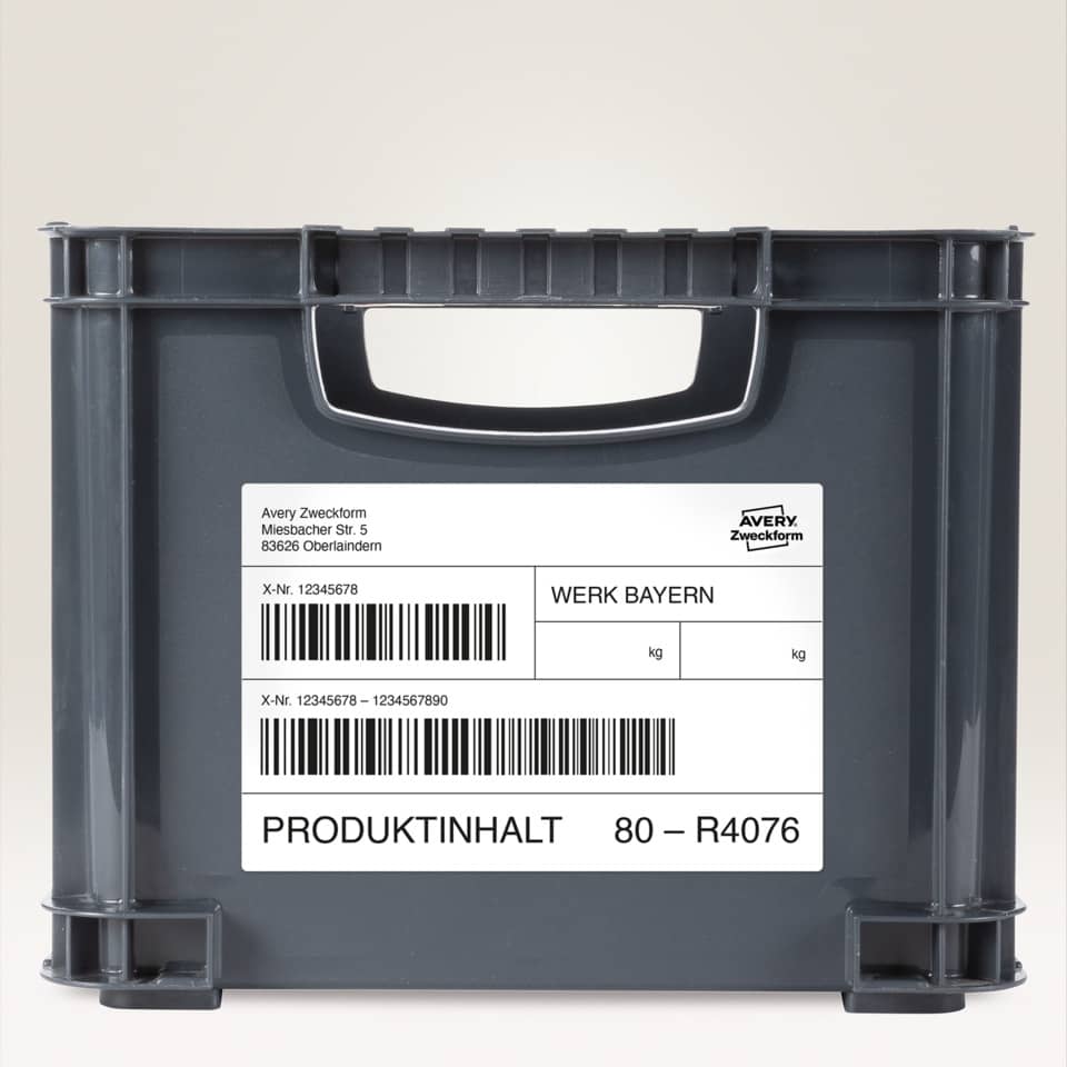 Kunststoffbox, Aufbewahrungskasten, TransportBox, Lagerbehälter, Product Label